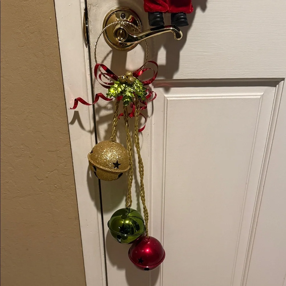 Christmas bundle Large Door Christmas Bells and small Santa Clause figure